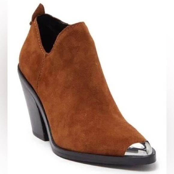 NWT Rebecca Minkoff Seiji Western Leather Booties in Saddle Brown Size 8.5 - Picture 1 of 9